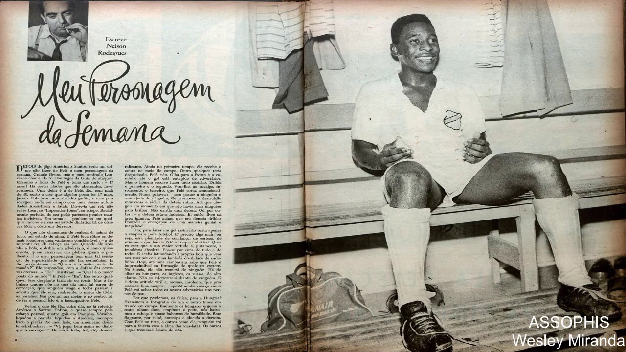 Jornal com texto de Nelson Rodrigues e foto de Pelé